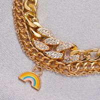 Métal Multi-couche Bracelet Hip Hop Style Diamant Arc-en-cubain Épais Chaîne Bracelet main image 5