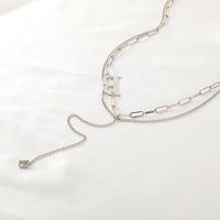 Hip-hop Style Letter B Pendant Necklace Stainless Steel Double-layer Clavicle Chain main image 3