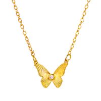 Ins Style Simple Zircon Butterfly Pendant Copper Clavicle Chain Necklace Accessories sku image 1