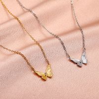 Ins Style Simple Zircon Butterfly Pendant Copper Clavicle Chain Necklace Accessories main image 3