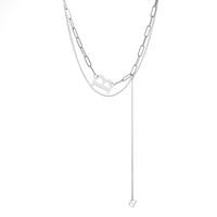 Hip-hop Style Letter B Pendant Necklace Stainless Steel Double-layer Clavicle Chain main image 2
