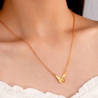 Ins Style Simple Zircon Butterfly Pendant Copper Clavicle Chain Necklace Accessories main image 1