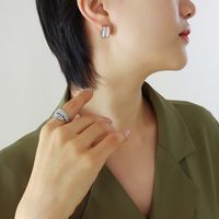 Fashion Letters Double-layer Large C- Shaped Geometric Titanium Steel 18k Earrings sku image 1
