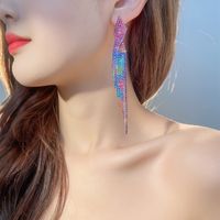 Exaggeration Alloy Rhinestone Gradient Color Earrings Daily Unset Drop Earrings main image 3