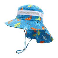 Sombrero De Verano De Ala Grande Con Estampado De Animales De Dibujos Animados Para Niños-sombrero De Playa A Prueba De Chal sku image 1