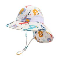 Children's Printed Cartoon Animal Bucket Hat Summer Big Brim Sun-proof Shawl Hat Beach Sun Hat main image 3