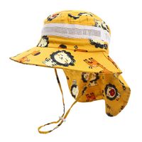 Children's Printed Cartoon Animal Bucket Hat Summer Big Brim Sun-proof Shawl Hat Beach Sun Hat sku image 2