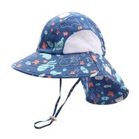 Children's Printed Cartoon Animal Bucket Hat Summer Big Brim Sun-proof Shawl Hat Beach Sun Hat sku image 8