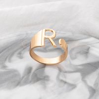 Fashion Simple Jewelry Letter R Geometric Hollow Adjustable Alloy Ring main image 1