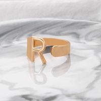 Fashion Simple Jewelry Letter R Geometric Hollow Adjustable Alloy Ring main image 2