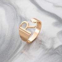 Fashion Simple Jewelry Letter R Geometric Hollow Adjustable Alloy Ring main image 3