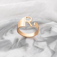 Fashion Simple Jewelry Letter R Geometric Hollow Adjustable Alloy Ring sku image 1