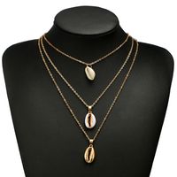 New Accessories Geometric Shell Conch Pendant Three-layer Alloy Necklace main image 3