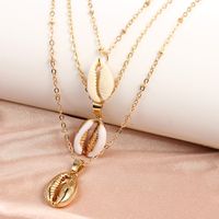 New Accessories Geometric Shell Conch Pendant Three-layer Alloy Necklace main image 1