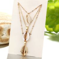 New Accessories Geometric Shell Conch Pendant Three-layer Alloy Necklace main image 4