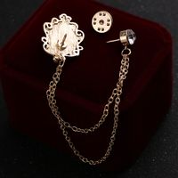 Fashion New Style Color Oval Gem Tassel Chain Alloy Brooch main image 4