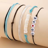 Ethnic Style Dripping Oil Heart Letter Beaded Shell Bracelet 5 Pieces Set main image 2