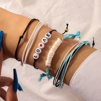 Ethnic Style Dripping Oil Heart Letter Beaded Shell Bracelet 5 Pieces Set sku image 1