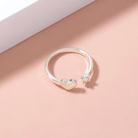 Fashion Simple Heart Geometric Inlaid Zircon Open Copper Ring main image 3