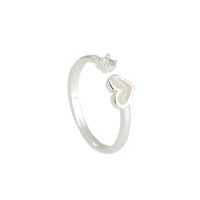 Fashion Simple Heart Geometric Inlaid Zircon Open Copper Ring main image 7