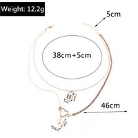 Fashion Pearl Stitching Chain Padlock Pendant Double-layer Necklace main image 3