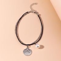 2022 New Style Shell Shape Pendant Pearl Double Layer Anklet main image 2