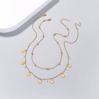 Fashion Simple Star Women's Inlaid Zircon Copper Necklace Set main image 2