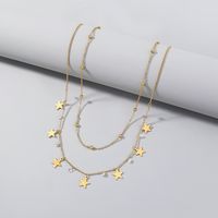 Fashion Simple Star Women's Inlaid Zircon Copper Necklace Set main image 4