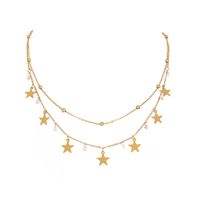 Fashion Simple Star Women's Inlaid Zircon Copper Necklace Set main image 5