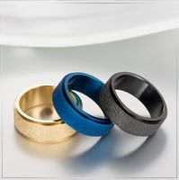 Cross-border  Titanium Steel Frosted Spinning Ring Stainless Steel Silicon Carbide Plated K Gold Relieve Anxiety Decompression Ring main image 1