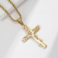 Fashion Lucky Tree Cross Male And Female Wear Pendant Stainless Steel Necklace main image 3