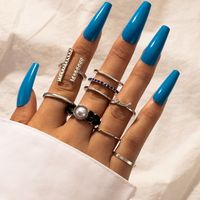Hot Selling Fashion Polygon Diamond Pearl Joint Ring Set Wholesale sku image 1