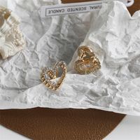 Fashion Simple Rhinestone Inlaid Heart Shape Stud Earrings For Women sku image 1