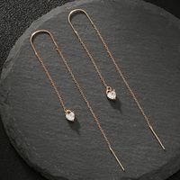 2022 New Fashion Zircon Ear Thread Women's Long Fringe Copper Earrings main image 4