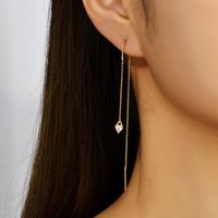2022 New Fashion Zircon Ear Thread Women's Long Fringe Copper Earrings main image 1