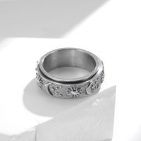 Fashion Sun Moon And Star Titanium Steel Rotatable Bohemian Ring main image 2