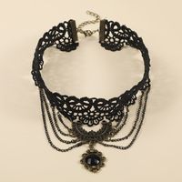 Gothic Style Simple Hollow-out Chain Multi-layer Lace Necklac sku image 1