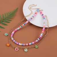 Personality Polymer Clay Bead Flower Multi-layer  Handmade Necklace main image 6
