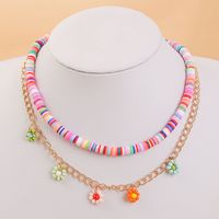 Personality Polymer Clay Bead Flower Multi-layer  Handmade Necklace sku image 1
