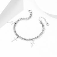 Croix Double-couche Perles Rondes Titane Acier Plaqué Personnalisé Bracelet main image 4