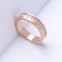 Stainless Titanium Steel Hollow Rhinestone-studded Rose Gold Ring main image 1