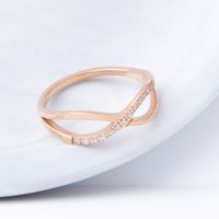 Stainless Titanium Steel Hollow Rhinestone-studded Rose Gold Ring main image 4