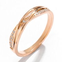 Stainless Titanium Steel Hollow Rhinestone-studded Rose Gold Ring sku image 14