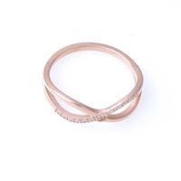 Stainless Titanium Steel Hollow Rhinestone-studded Rose Gold Ring sku image 18