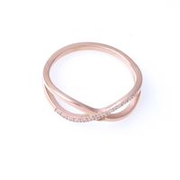 Stainless Titanium Steel Hollow Rhinestone-studded Rose Gold Ring sku image 19