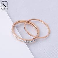 Stainless Titanium Steel Hollow Rhinestone-studded Rose Gold Ring sku image 6