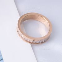 Stainless Titanium Steel Hollow Rhinestone-studded Rose Gold Ring sku image 11