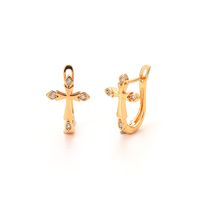 Simple 18k Gold Cooper Zircon Cross Earrings main image 4