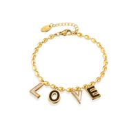 Pulsera De Cuentas De Acero De Titanio Colgante De Letra De Amor Negro Blanco De Moda sku image 1