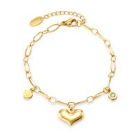 Fashion Creative Heart Pendant 14k Gold Plated Titanium Steel Bracelet Wholesale main image 1